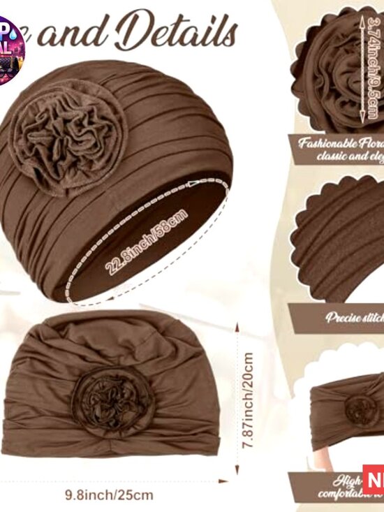 Soft Cotton Spandex Chemo Headwear Turbans Elastic Hair Wraps Beanie